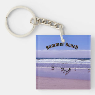 Sommer Strand, Meer, Vögel, Ozean, Natur und Sand Schlüsselanhänger