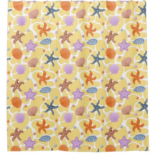 Sommer Strand Muscheln Dusche Vorhang (Vorderseite)