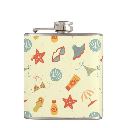 Sommer-Strand-Muster Flachmann (Vorderseite)