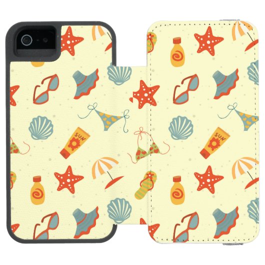 Sommer-Strand-Muster Incipio iPhone Geldbeutel-Hülle (Folio Geöffnet)