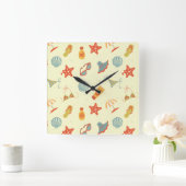 Sommer-Strand-Muster Quadratische Wanduhr (Zuhause)