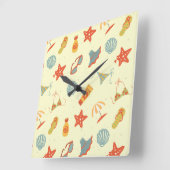 Sommer-Strand-Muster Quadratische Wanduhr (Winkel)