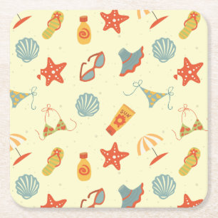 Sommer-Strand-Muster Rechteckiger Pappuntersetzer