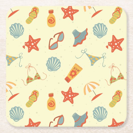 Sommer-Strand-Muster Rechteckiger Pappuntersetzer (Vorderseite)