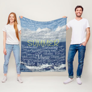Sommer Strand Ozeanwellen Typografie Fleecedecke
