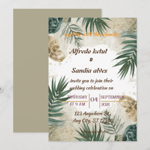 Sommer Strand Palme tropische Aquarell-Hochzeit Einladung