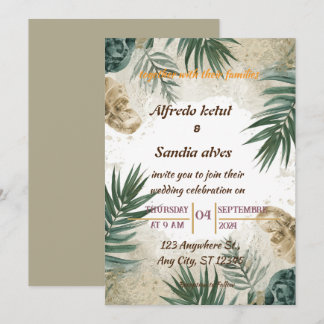 Sommer Strand Palme tropische Aquarell-Hochzeit Einladung
