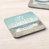 Sommer-Strand-Paradies Getränkeuntersetzer (Linke Seite)