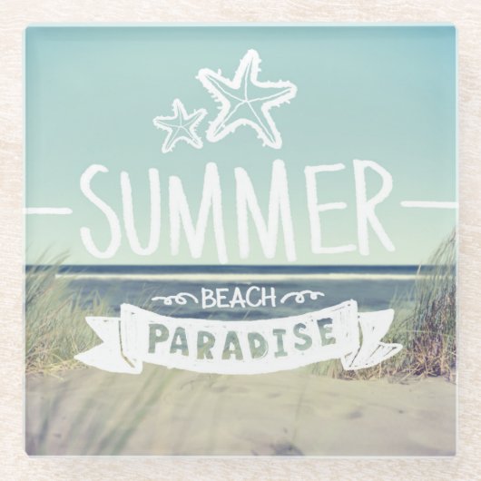 Sommer-Strand-Paradies Glasuntersetzer (Vorderseite)