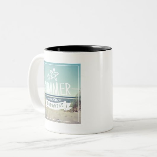 Sommer-Strand-Paradies Zweifarbige Tasse (Vorderseite Links)