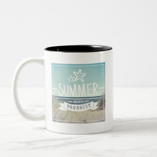 Sommer-Strand-Paradies Zweifarbige Tasse (Links)