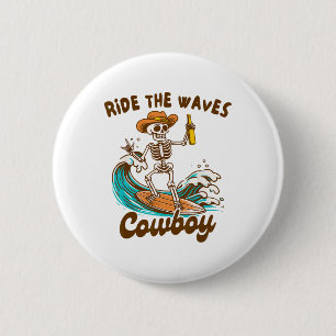 Sommer Strand Surfen Liebhaber Western Reitet Die Button