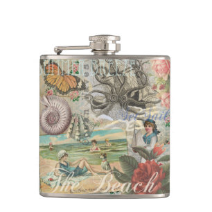 Sommer Strand Vintage Oktopus Antik Segeln Flachmann