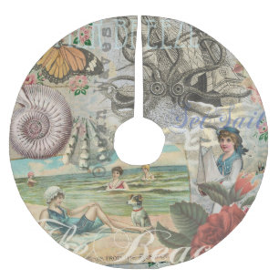 Sommer Strand Vintage Oktopus Antik Segeln Polyester Weihnachtsbaumdecke