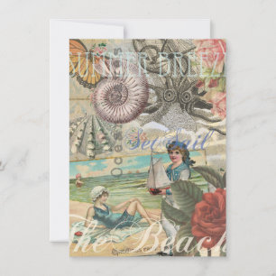 Sommer Strand Vintage Oktopus antikes Segeln Einladung