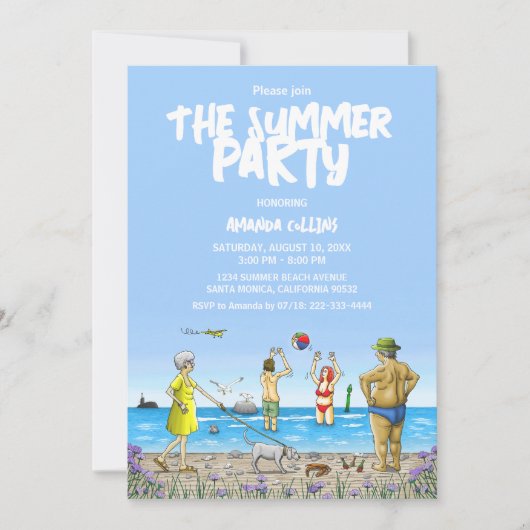 Sommer-Strandparty Einladung (Vorderseite)