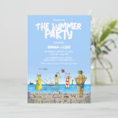 Sommer-Strandparty Einladung (Stehend Vorderseite)