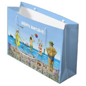 Sommer-Strandparty Große Geschenktüte (Vorderseite Schrägansicht)