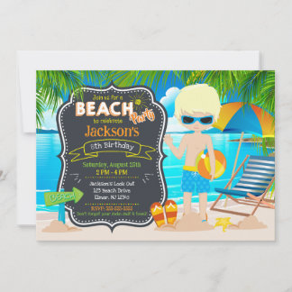 Sommer-Strandparty Tropischer Jungen-Geburtstag Einladung
