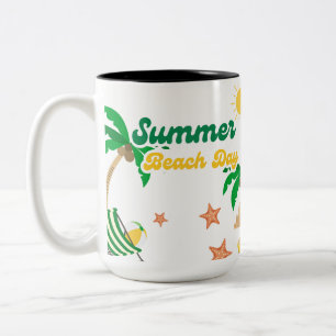 Sommer-Strandtag-Tasse Tropischer Palmenbaum-Kaf Zweifarbige Tasse