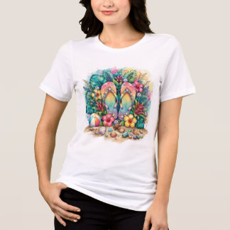 Sommer Strandurlaub Florales Grafik T-Shirt Tri-Blend Shirt