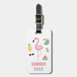 Sommer Strandurlaub Rosa Flamingo Gepäckanhänger