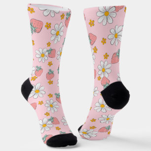 Sommer-Strawberry-Daisy-Muster  Socken