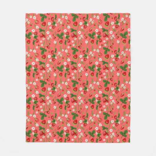 Sommer-Strawberry-Patch-Gartenmuster-Decke Fleecedecke (Vorderseite)