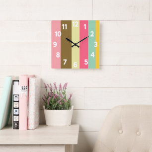 Sommer-Streifen-Farbpalette-Design Quadratische Wanduhr