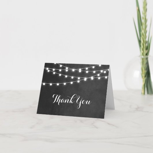 Sommer-String-Lichter Hochzeit Danke Karte (Vorderseite)