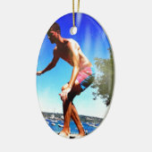 Sommer Sun Slacklining Keramik Ornament (Links)