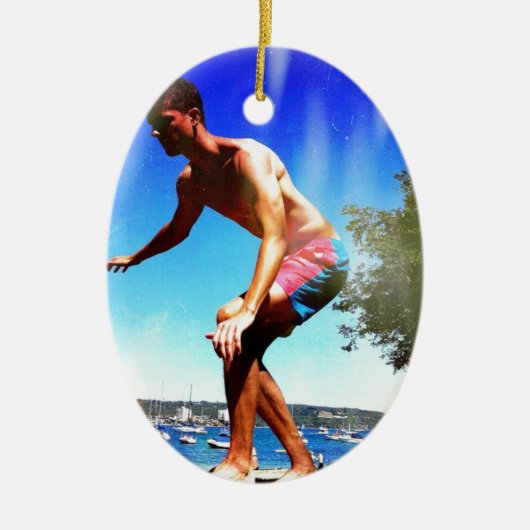 Sommer Sun Slacklining Keramik Ornament (Vorne)