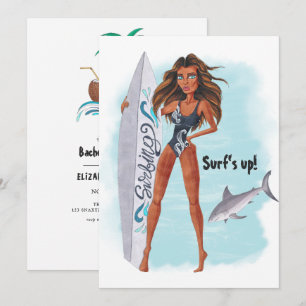 Sommer-Surf-Strand-Junggesellinnen-Abschiedsparty Einladung