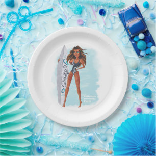 Sommer-Surf-Strandparty Pappteller