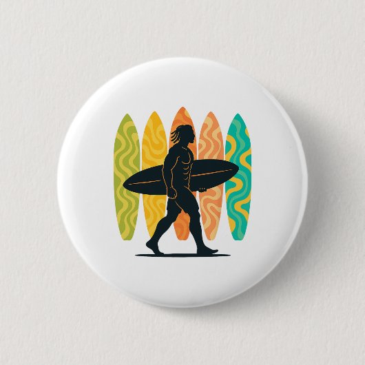 Sommer-Surfboarder-Welle-Surfen-Surfbrett-Strand-S Button (Vorderseite)