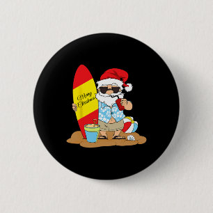 Sommer-Surfbrett-Strand-Weihnachtsmann-Hawaii-Weih Button