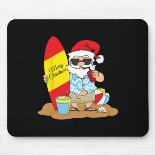 Sommer-Surfbrett-Strand-Weihnachtsmann-Hawaiianisc Mousepad