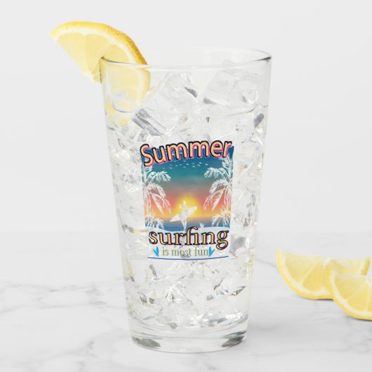 Sommer - Surfen macht Spaß Glas (Vorderseite Ice)