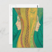 Sommer, surreale Fantasie Art Magic Forest Goddess Postkarte (Vorne/Hinten)