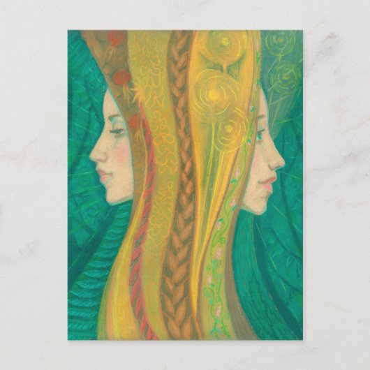 Sommer, surreale Fantasie Art Magic Forest Goddess Postkarte (Vorderseite)