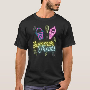 Sommer-Süßigkeiten Neonlichter Eiscreme-Eis T-Shirt