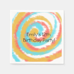 Sommer Swirl Tie Dye Abstrakte Geburtstagsfeier Serviette