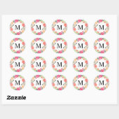 Sommer Tag Monogramm Runder Aufkleber (Blatt)
