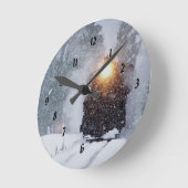 Sommer-Tal Eisenbahn Weihnachtszeit Runde Wanduhr (Winkel)