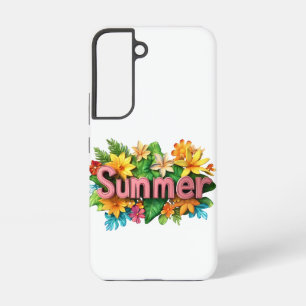 Sommer Text - Farbige Sommerblumen Illustration Samsung Galaxy Hülle