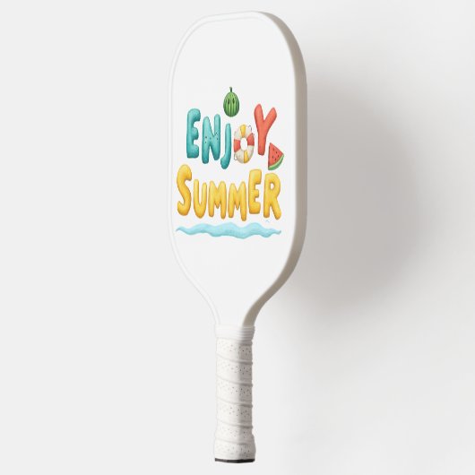 Sommer-Text-Illustration genießen Pickleball Schläger (Links)