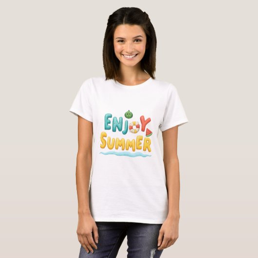 Sommer-Text-Illustration genießen T-Shirt (Vorne ganz)