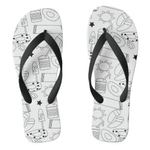 Sommer-Themen-Strand Schwarz-Weiß-Name Flip-Flops Badesandalen