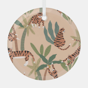 Sommer-Tiger Palmen Exotisch Ornament Aus Glas