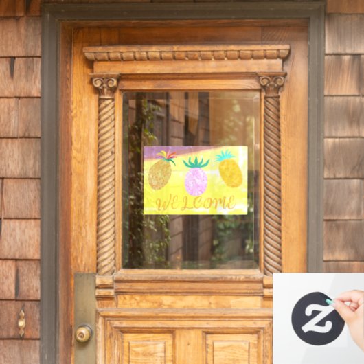 Sommer-Tiki-Ananas-Luau Fensteraufkleber (Haustür)